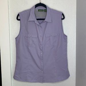 Stillwater Supply lavender vented sleeveless button up fishing outdoor shirt